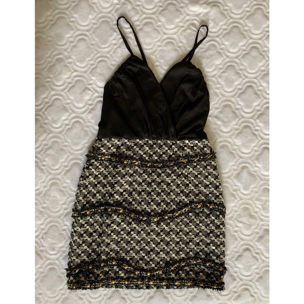 Hommage black and quilted mini dress, Like new.